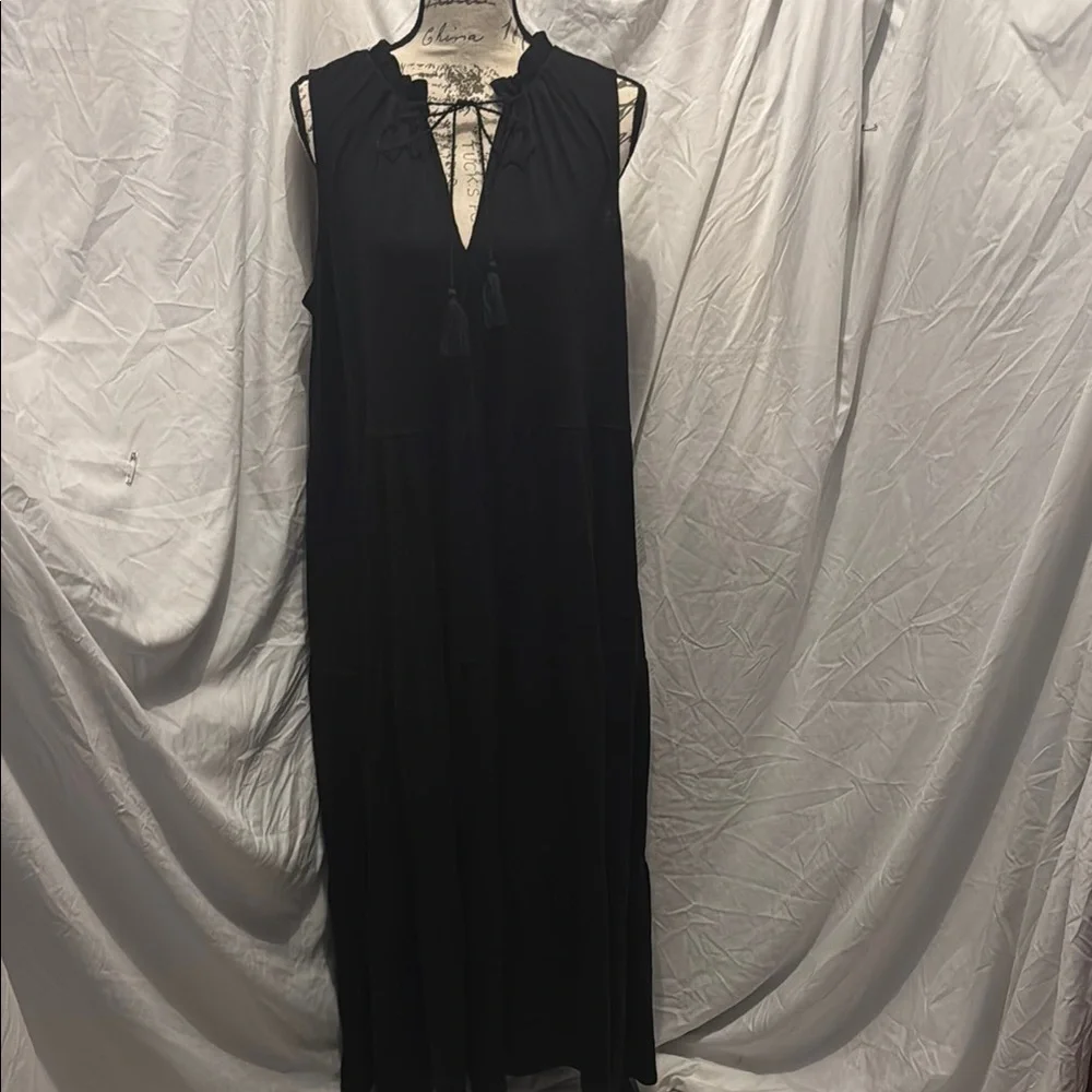 Max Studio Black Sleeveless Plunge Maxi Dress - Picture 1 of 11